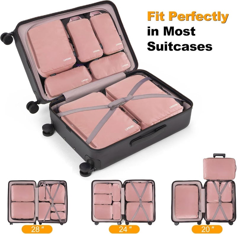 Velaybor 8 Set Compression Packing Cubes for Travel, Waterproof Luggage Organizers, Suitcase Organizer Set for Carry-On & Checked Baggage, Travel Accessories for Men & Women - Image 2